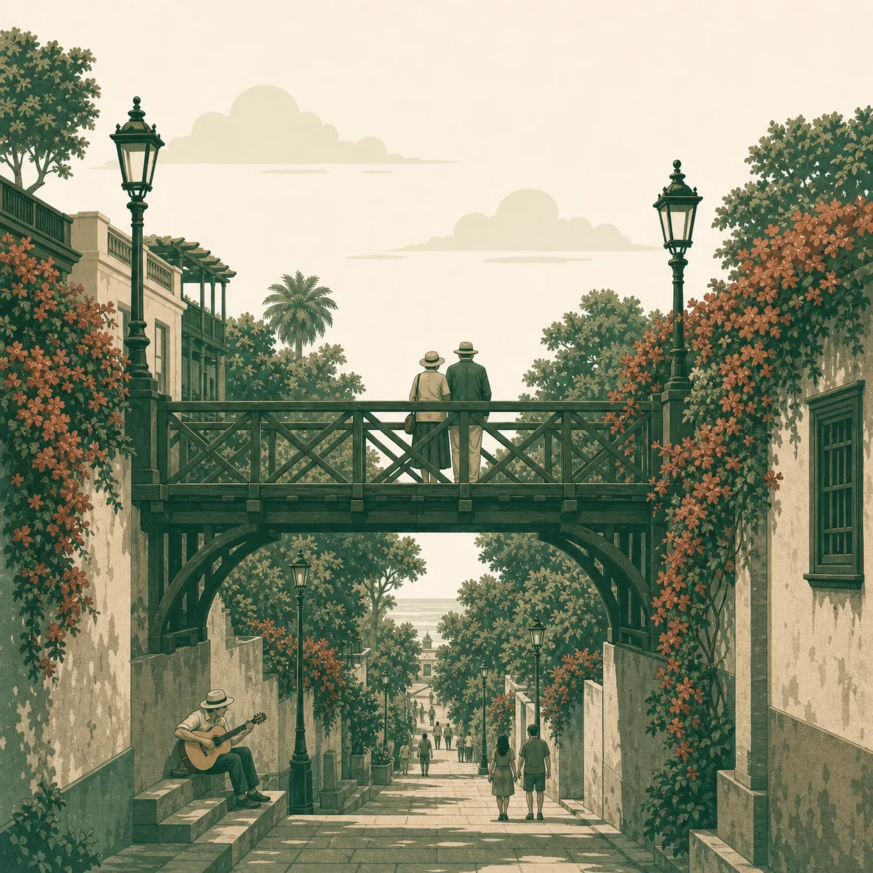 Ilustración del Puente de los Suspiros de Barranco